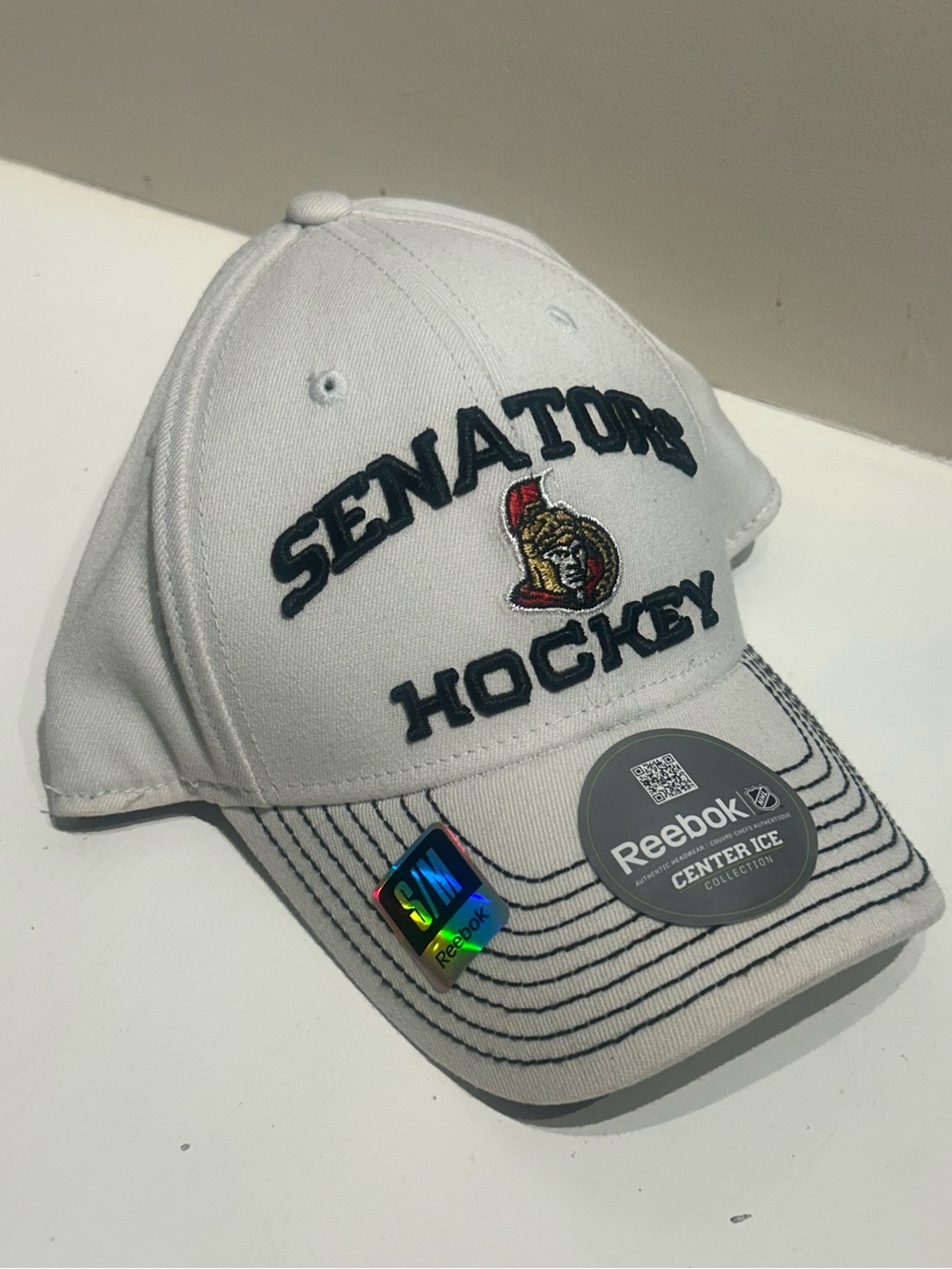 Reebok Ottawa Senators White Baseball Cap, Men’s Small / Medium